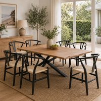 Lantana 9pc 240cm Dining Table Wishbone Chair Set