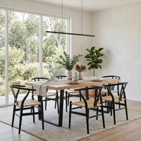 Petunia  7pc 180cm Dining Table Wishbone Chair Set