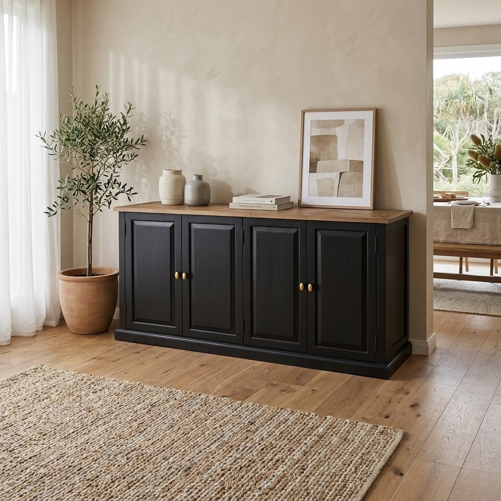 Valeria 180cm Buffet Table Black Oak