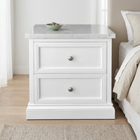Andes Bedside Table Marble Top White