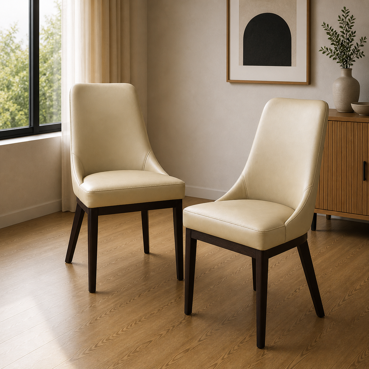 Claire Set of 2 Leather Dining Chair Taupe