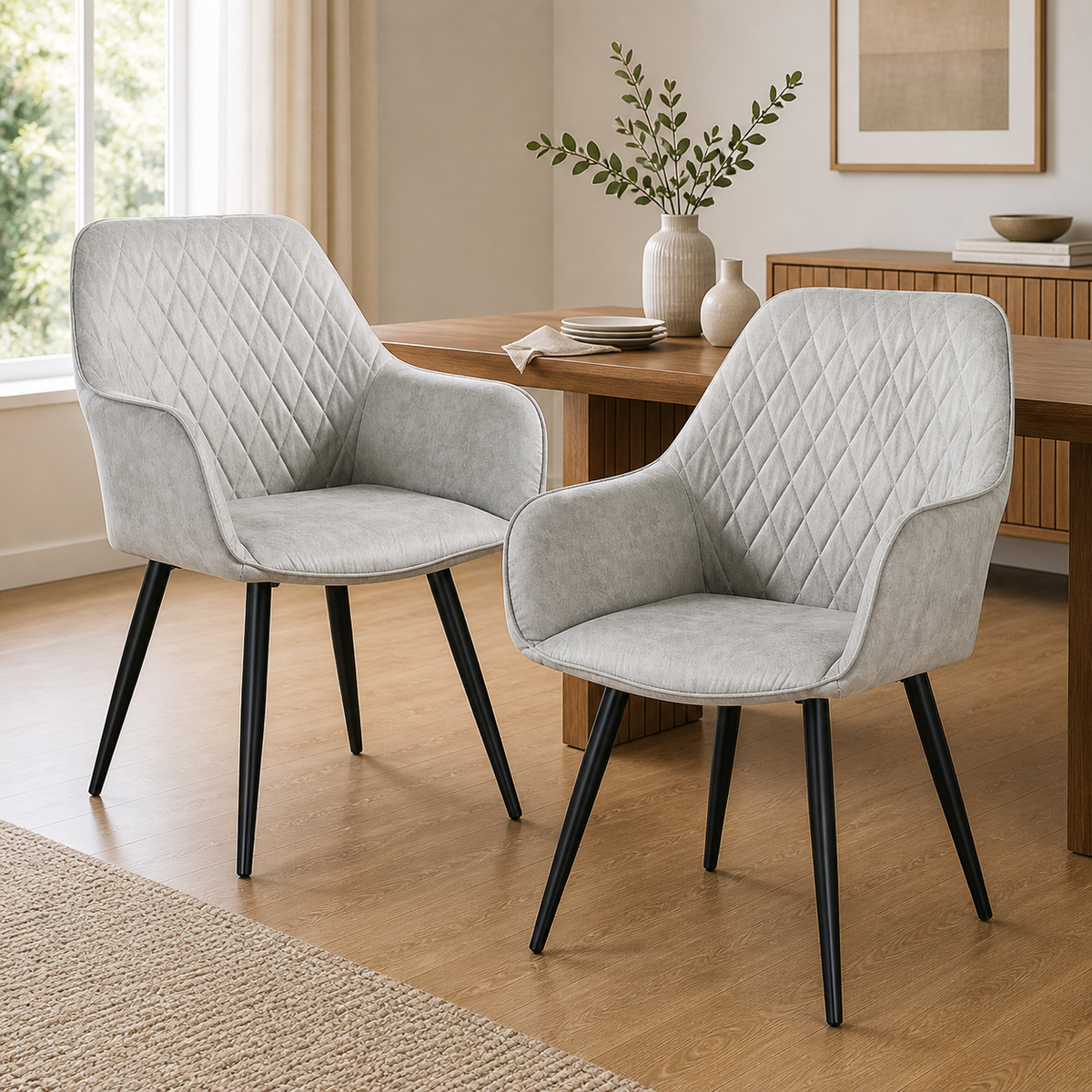 Rosy Set of 2 Dining Chair Beige