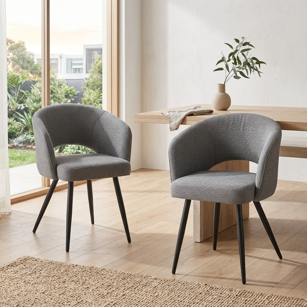 Matz 2pc Set Fabric Dining Table Grey