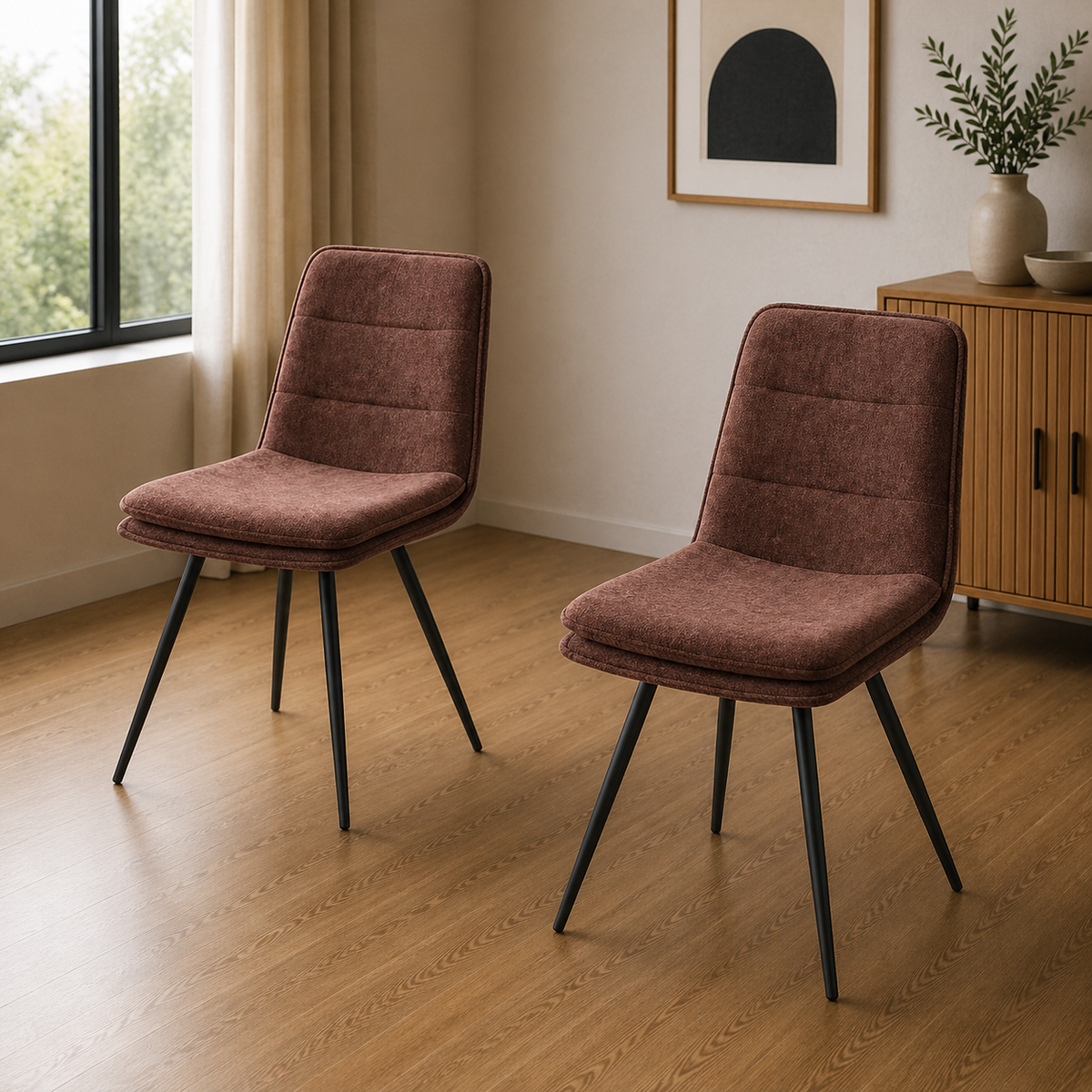 Rafelle 2pc Set Fabric Dining Chair Rust Brown