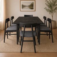 Claire 7pc Dining Table Fabric Seat Chair Set