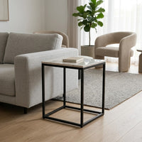 Klim Bedside Table Marble Top Grey