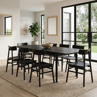 Claire 9pc Extendable Dining Table Timber Seat Chair Set