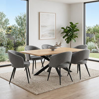 Barlo 7pc Dining Set 200cm Table 6 Grey Chair Natural