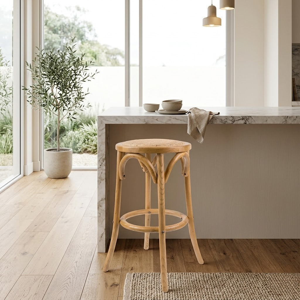 Aster Round Bar Stools Oak