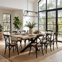 Lantana 9pc 240cm Dining Table X-back Chair Set