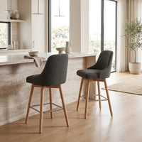 Letos 2pc Bar Stool Dining Chair Dark Grey
