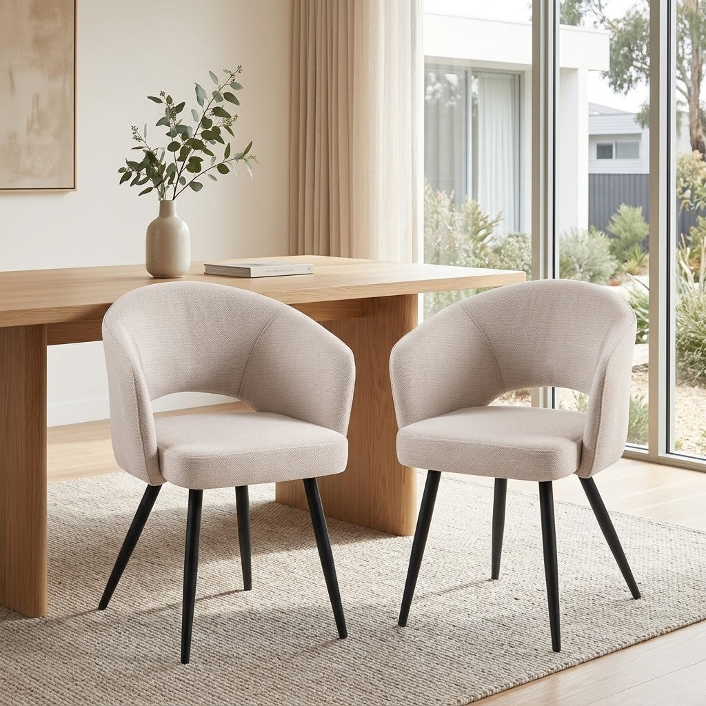 Matz 2pc Set Fabric Dining Table Beige