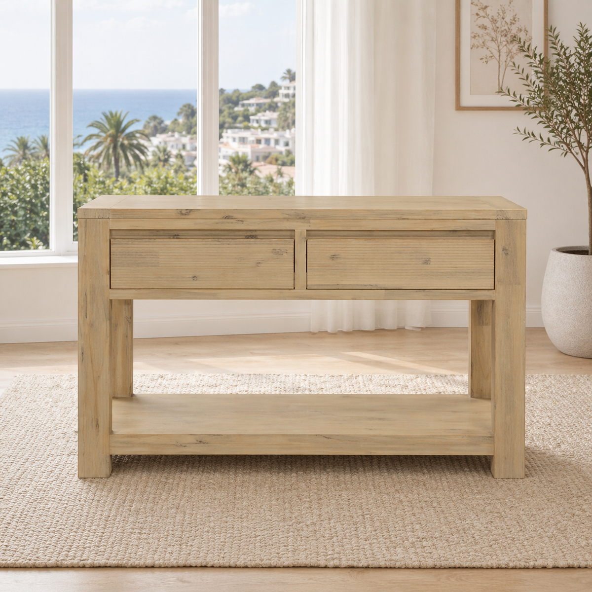 Elemental 120cm Console Table Brushed Smoke Grey