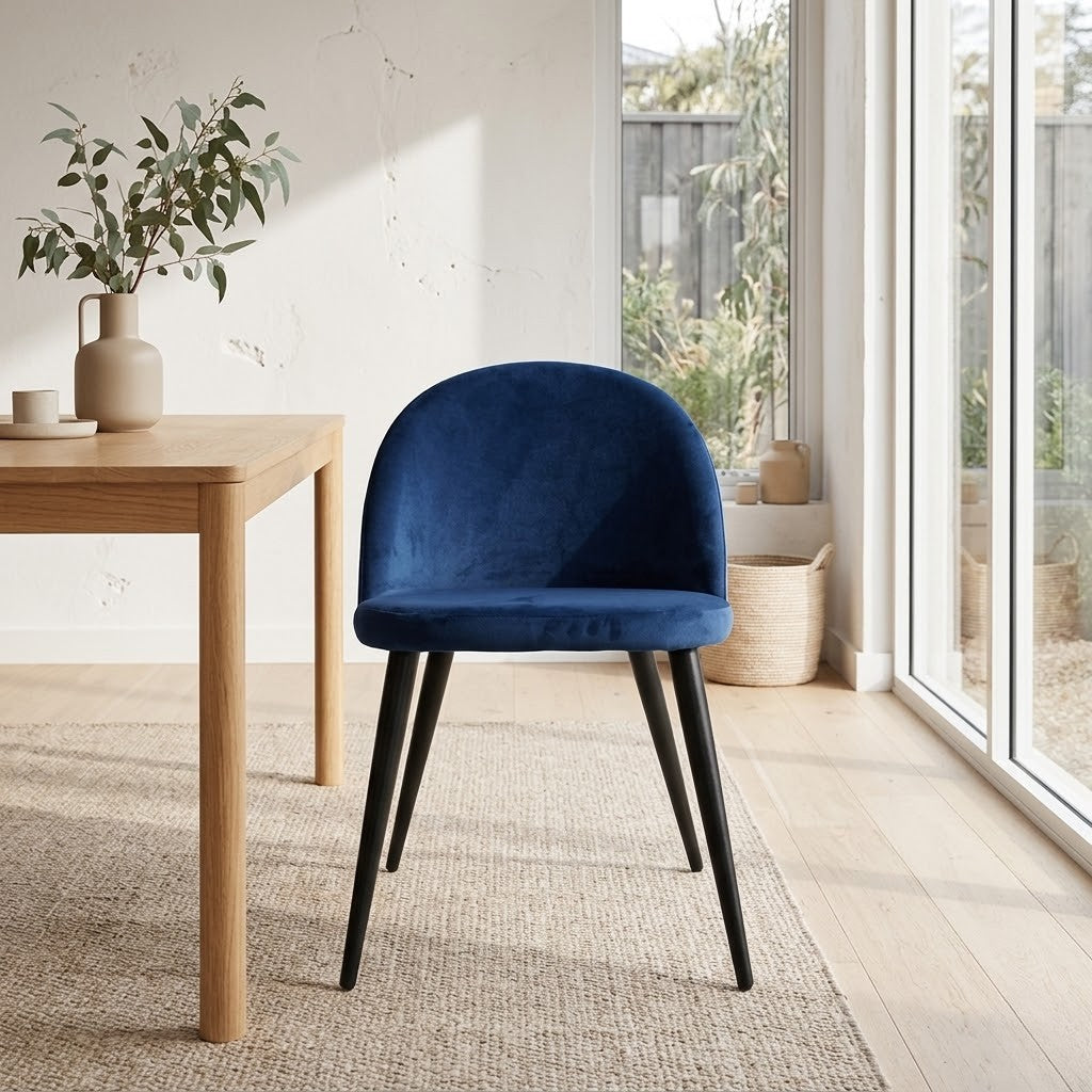 Emilie 4pc Set Velvet Fabric Dining Chair Navy