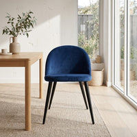 Emilie 4pc Set Velvet Fabric Dining Chair Navy