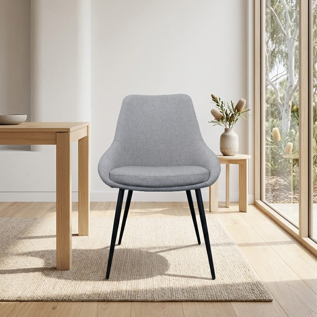 Alfie 4pc Set Fabric Dining Chair Light Grey