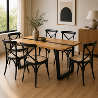 Dori 7pc Dining Table Set 6 Cross Back Chair Natural