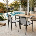 Oro 2pc Set Aluminium Outdoor Dining Chair Charcoal