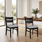 Ellen 2pc Set Dining Chair Fabric Seat Black