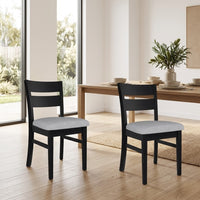Ellen 2pc Set Dining Chair Fabric Seat Black