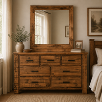 Camdenville Dresser Mirror Set Solid Pine Frame Oak
