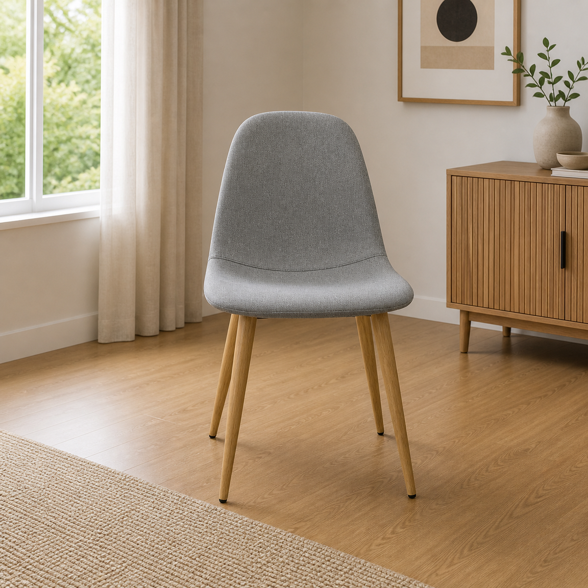 Milford 4pc Set Fabric Dining Chair Light Grey