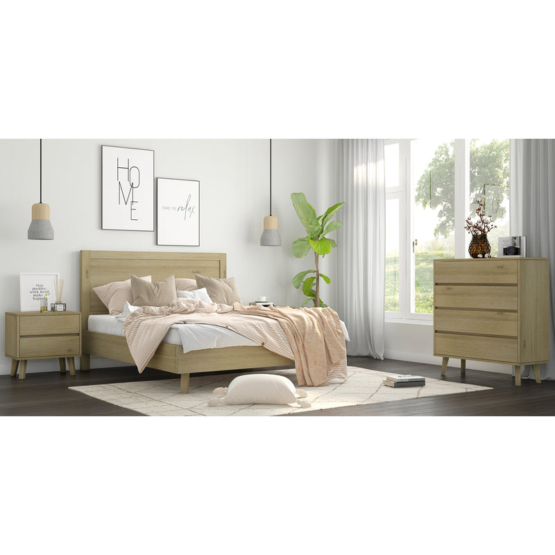 Abelia Bedside Nightstand 2 Drawers Storage Cabinet Shelf Side End Table - Brown