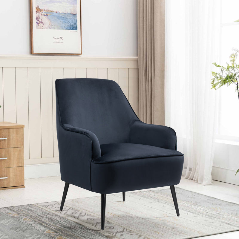 Abigail Premium Velvet Armchair Occasional Accent Tub Chair Navy