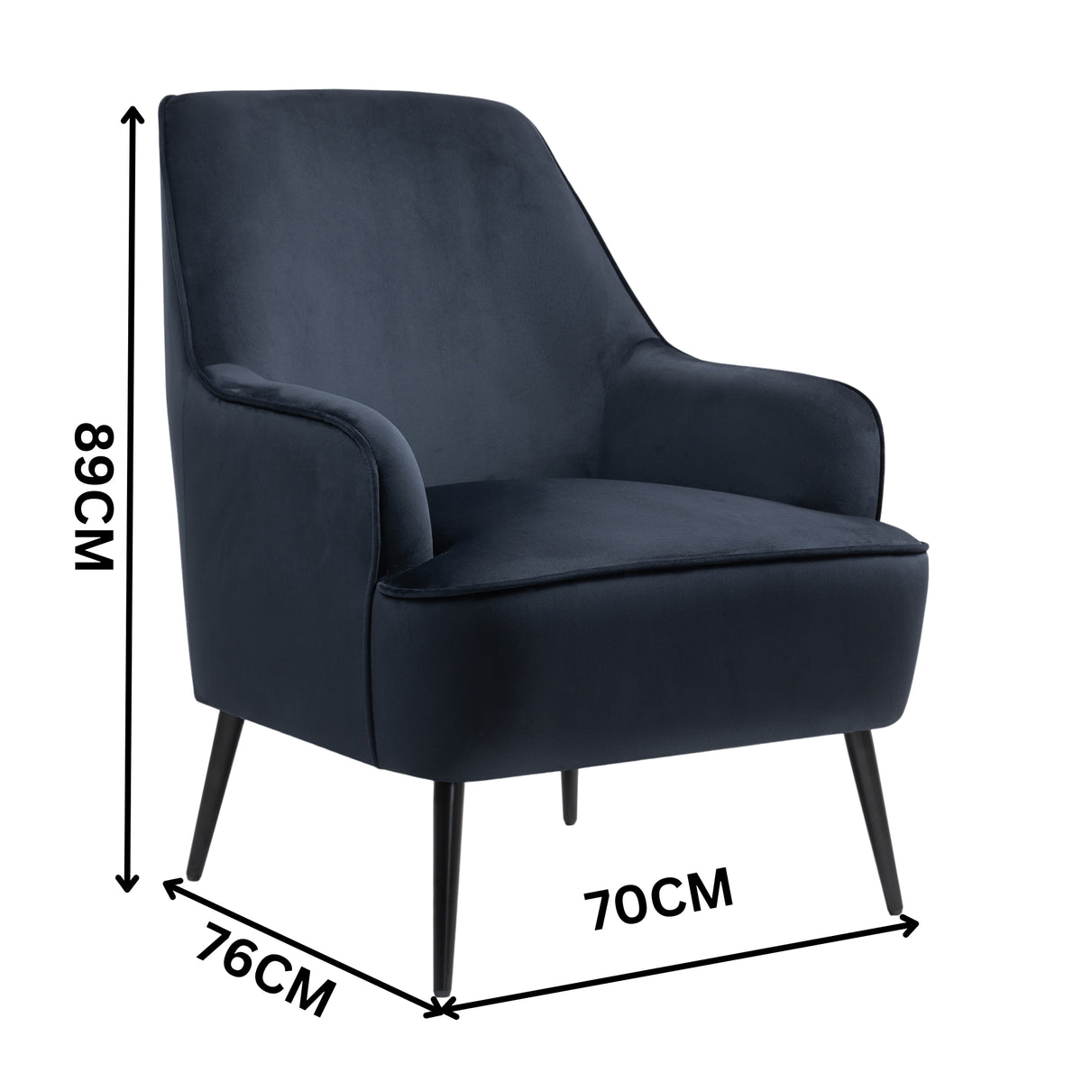 Abigail Premium Velvet Armchair Occasional Accent Tub Chair Navy