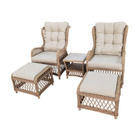 Acapulco 5pc Outdoor Wicker Chat Sofa Lounge Set Coffee Table Natural