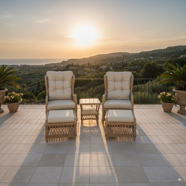 Acapulco 5pc Outdoor Wicker Chat Sofa Lounge Set Coffee Table Natural