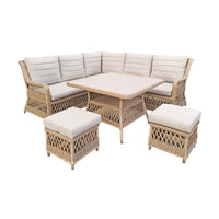 Acapulco 6pc Outdoor Wicker Corner Sofa Lounge Set Coffee Table Natural