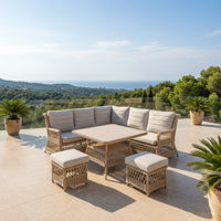 Acapulco 6pc Outdoor Wicker Corner Sofa Lounge Set Coffee Table Natural