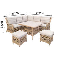 Acapulco 6pc Outdoor Wicker Corner Sofa Lounge Set Coffee Table Natural
