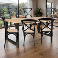 Aconite 7pc 180cm Dining Table X-back Chair Set