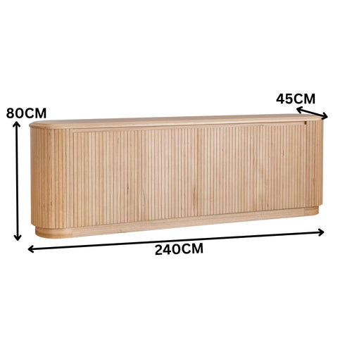 Adsila 240cm Buffet Table Storage Cabinet Natural