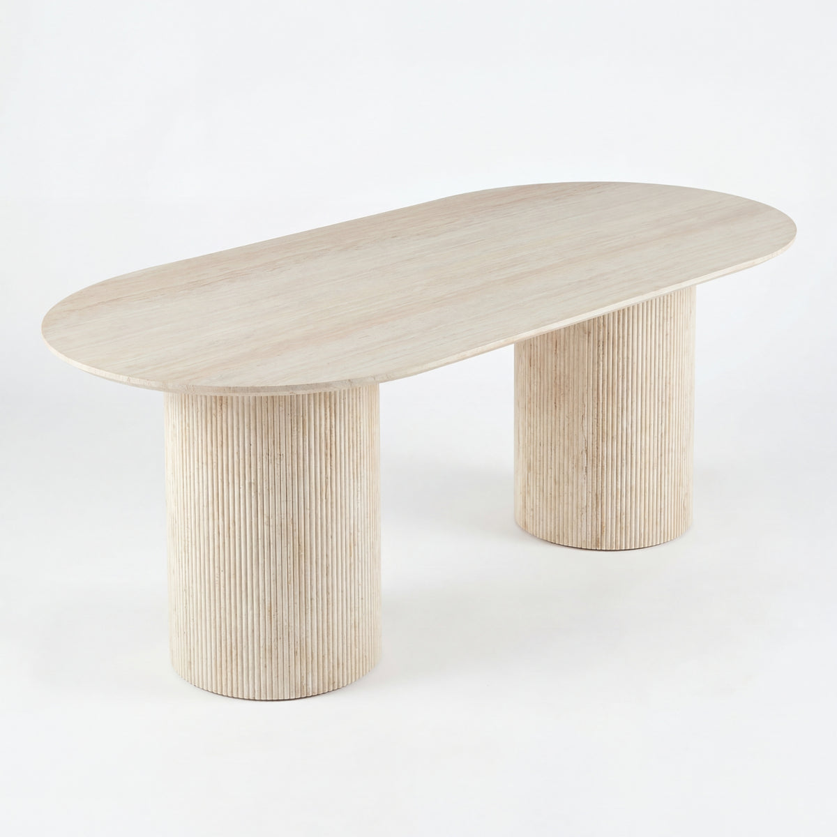 Aegean 200cm Oval Dining Table Travertine Beige
