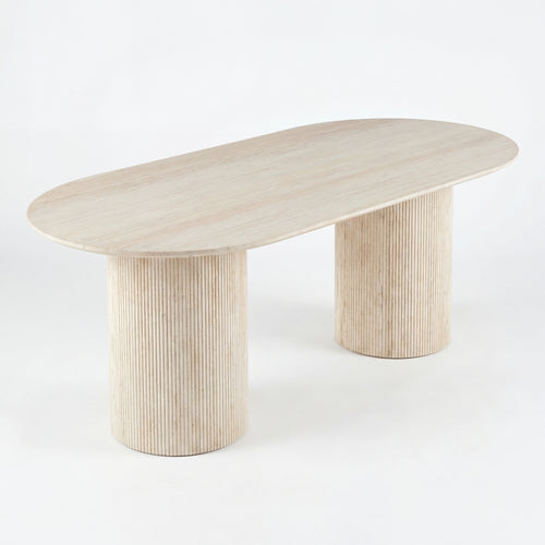 Aegean 200cm Oval Dining Table Travertine Beige
