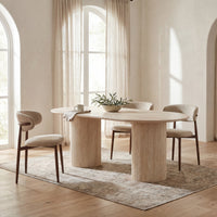 Aegean 200cm Oval Dining Table Travertine Beige