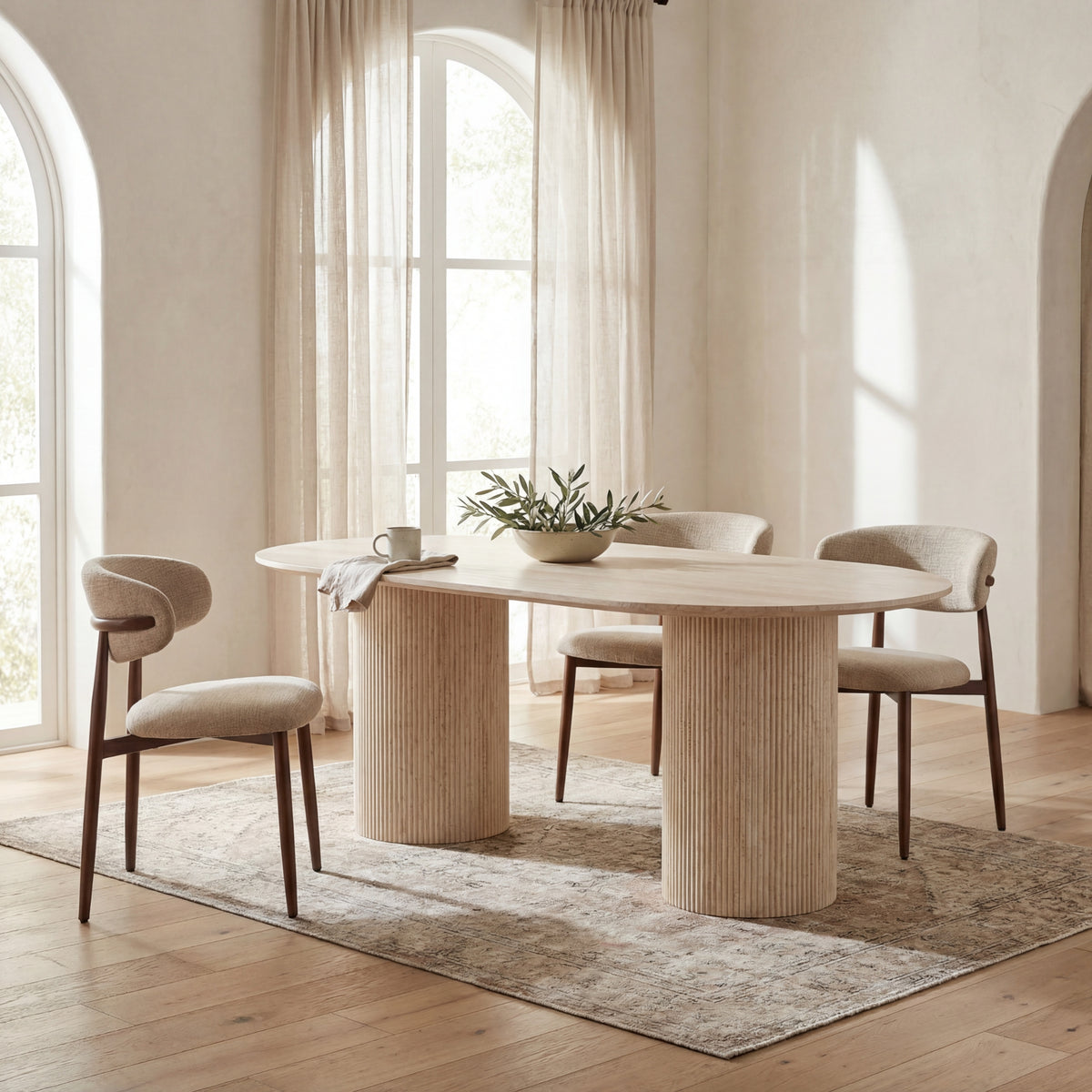 Aegean 200cm Oval Dining Table Travertine Beige