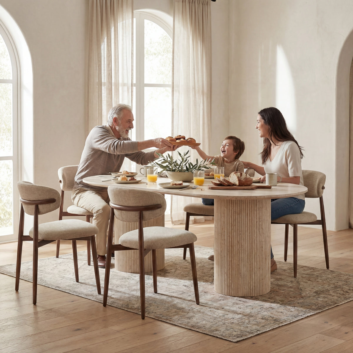 Aegean 200cm Oval Dining Table Travertine Beige
