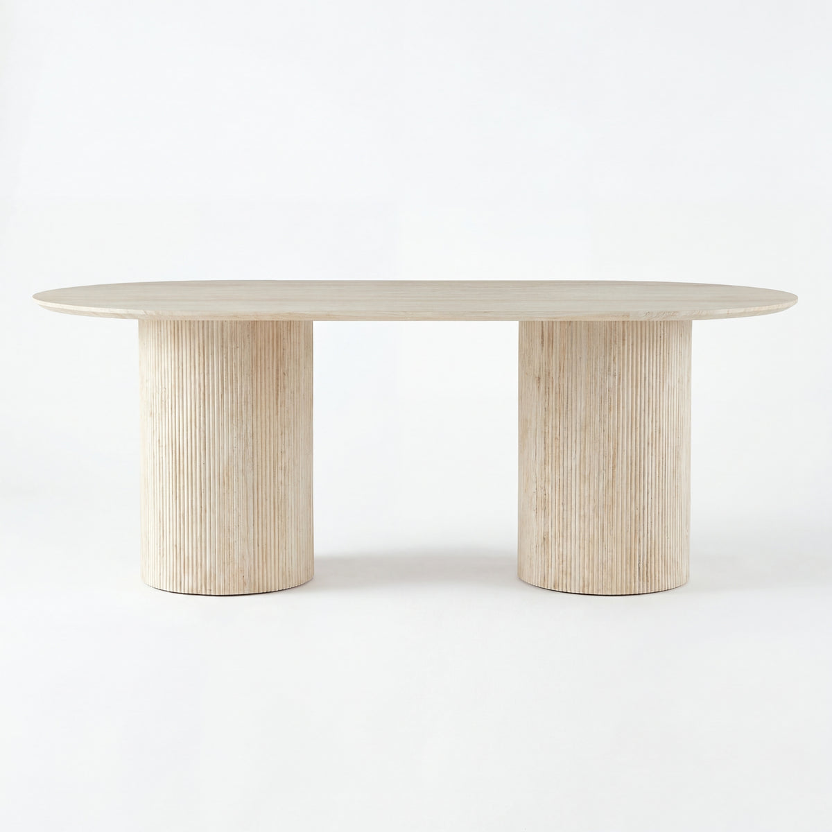 Aegean 200cm Oval Dining Table Travertine Beige