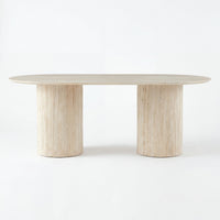 Aegean 200cm Oval Dining Table Travertine Beige
