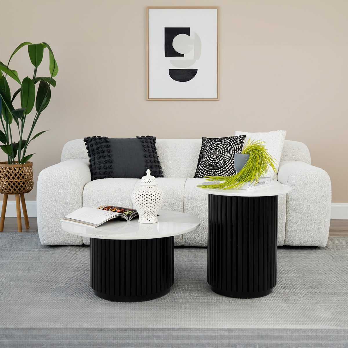 Leia 2 Seater Boucle Fabric Sofa Lounge Coco White