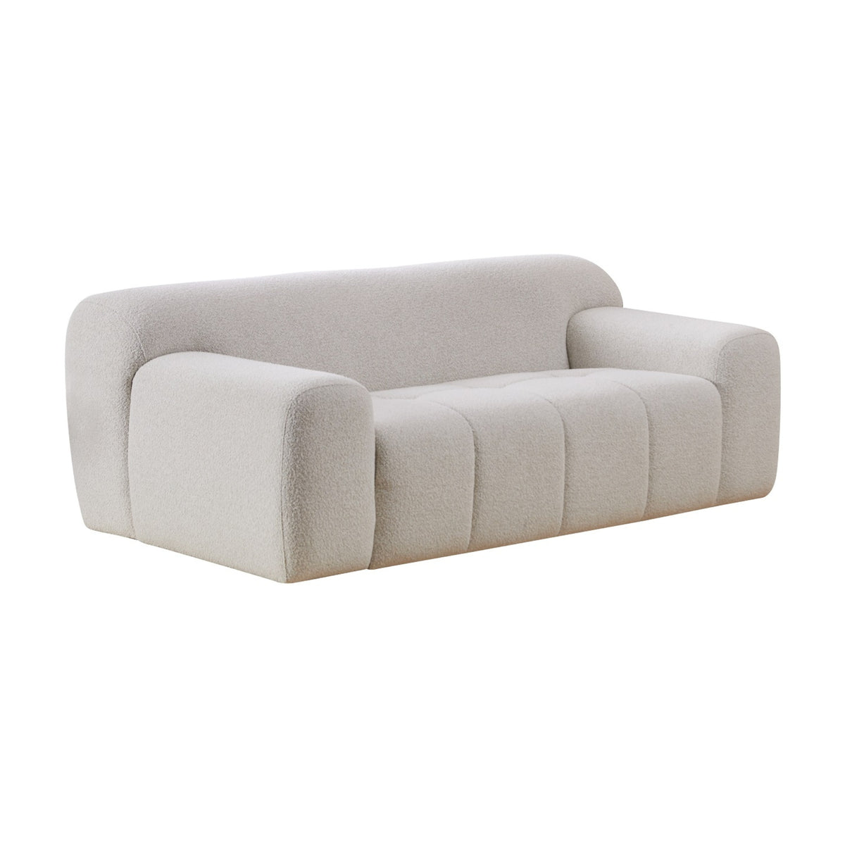 Aero 2 Seater Boucle Fabric Sofa Lounge Coco White
