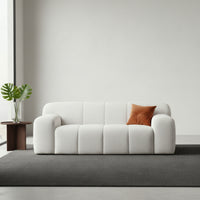Aero 2 Seater Boucle Fabric Sofa Lounge Coco White