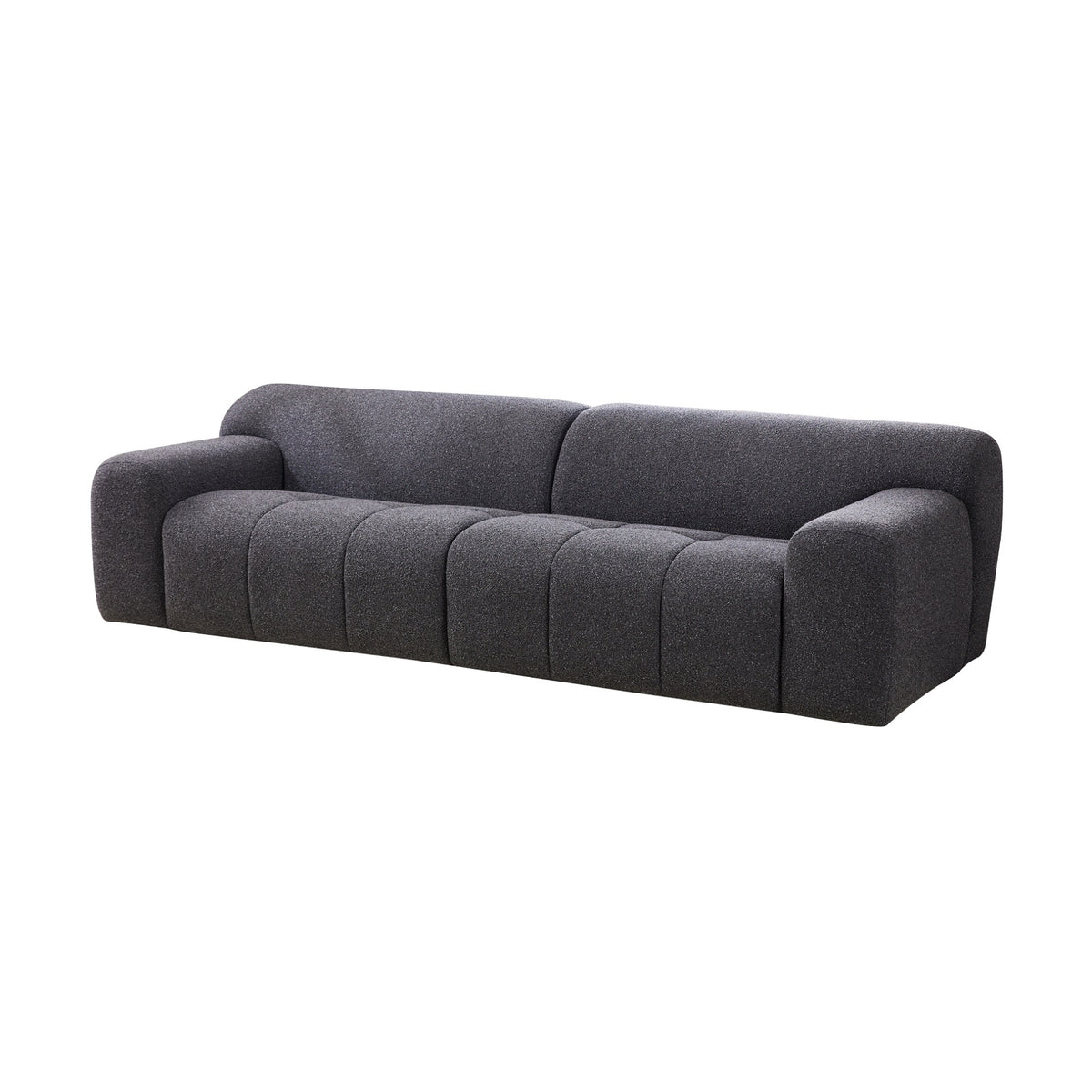 Aero 3 Seater Boucle Fabric Sofa Lounge Charcoal