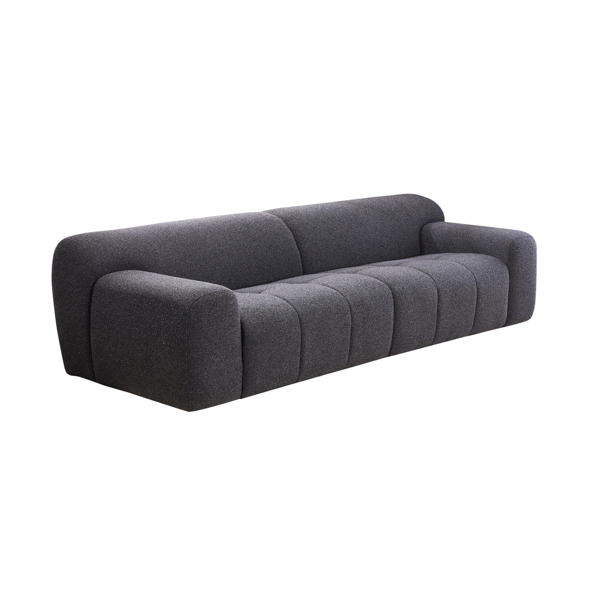 Aero 3 Seater Boucle Fabric Sofa Lounge Charcoal