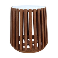 Agnes 50cm Marble Lamp Table Oak White