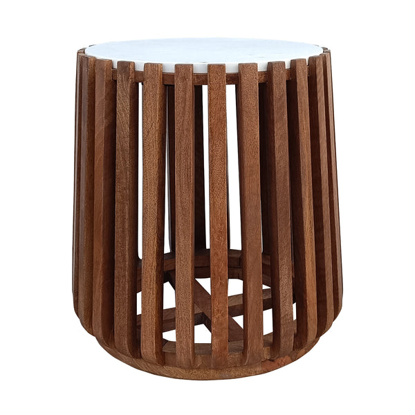 Agnes 50cm Marble Lamp Table Oak White